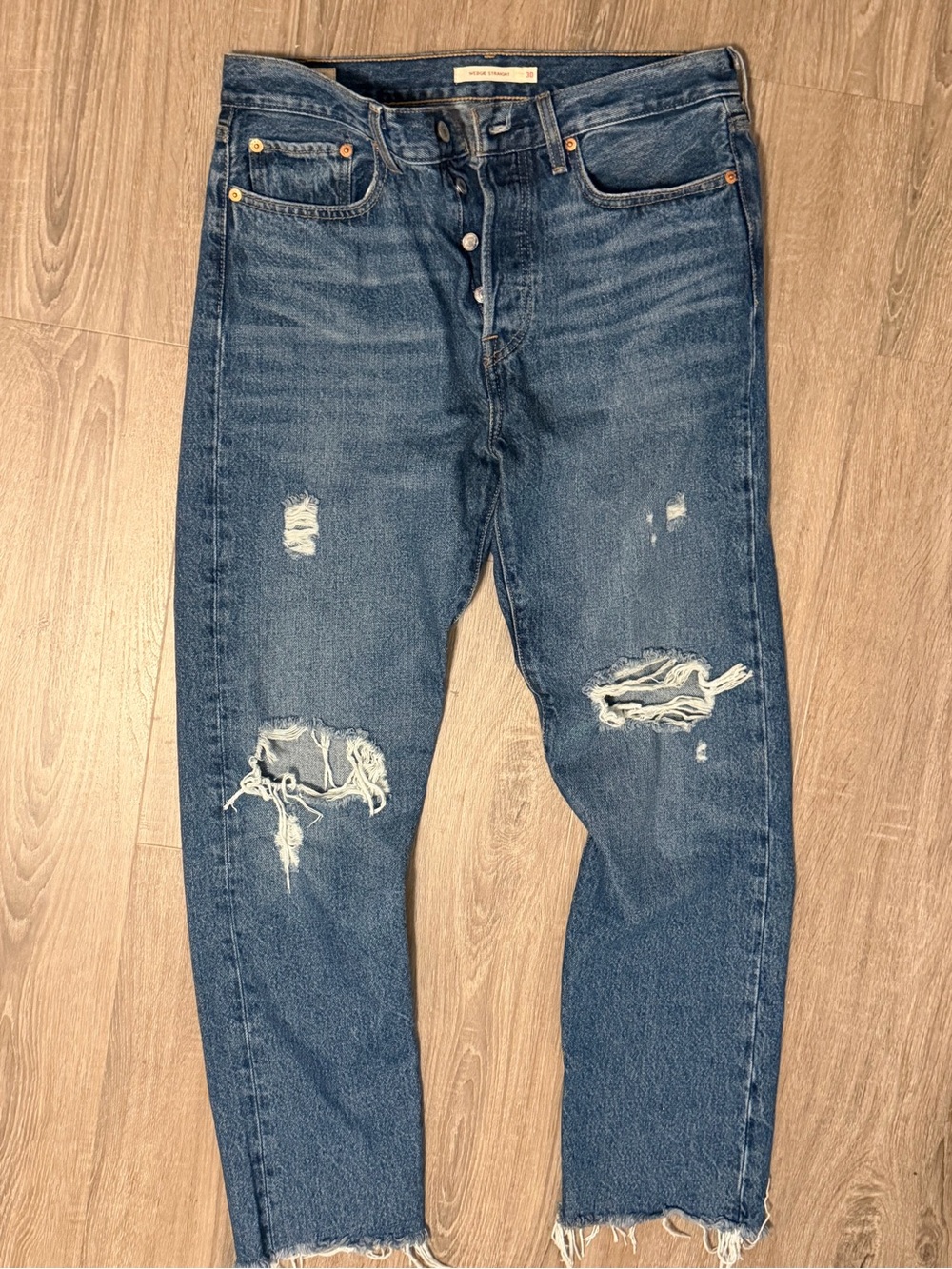 Levi's Distressed Blue Straight-Leg Jeans